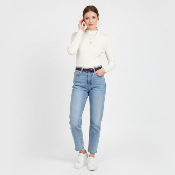 *RW&CO Mockneck White Ribbed Long Sleeve - Picture 6 of 6